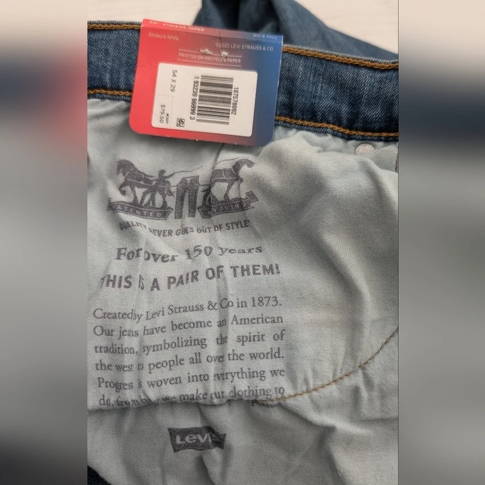 NWT Levis 541 Athletic Taper All Season Tech Men's Jeans 54x29